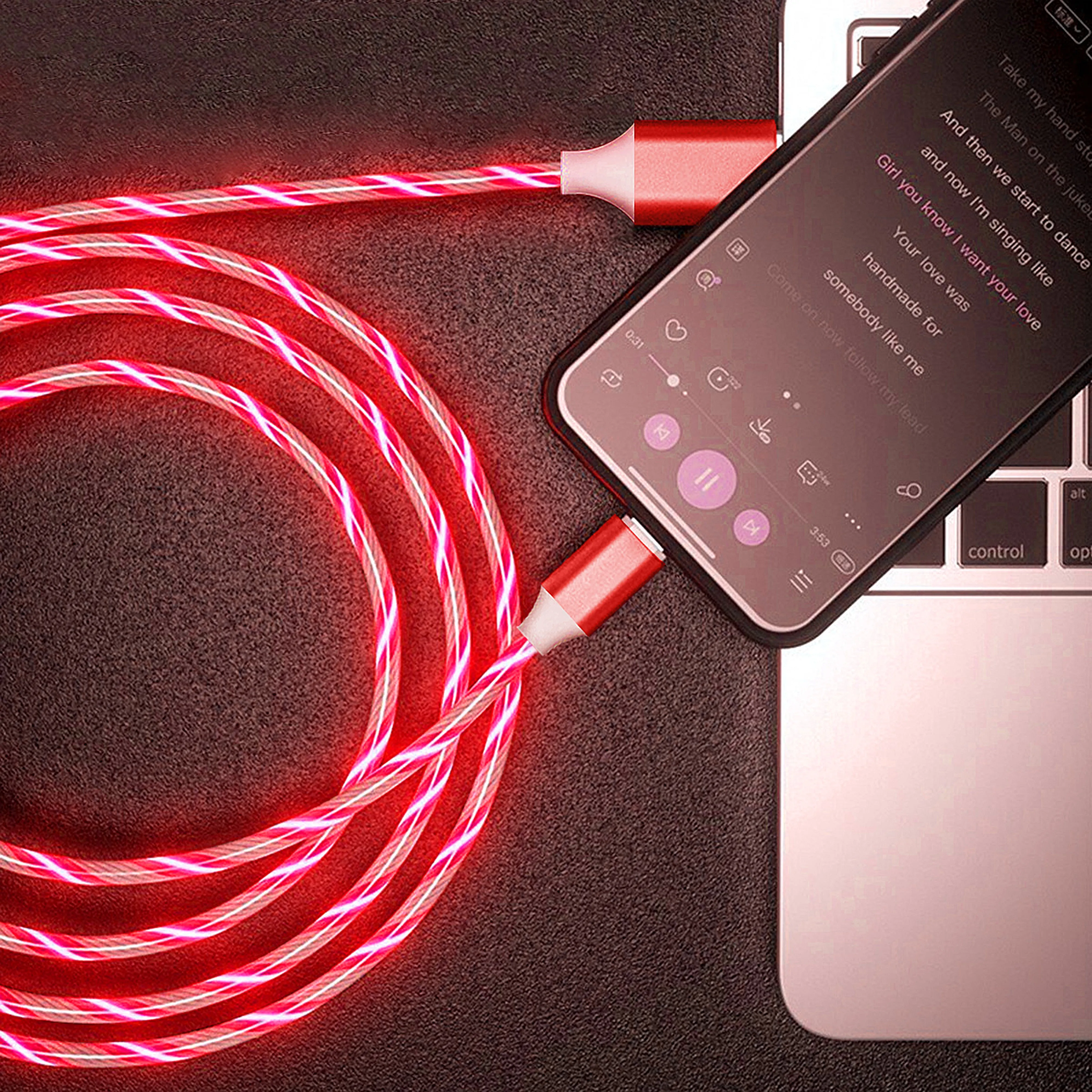 LED Light Up Apple Certified MFI Lightning Sync & Charge Cable- 3ft