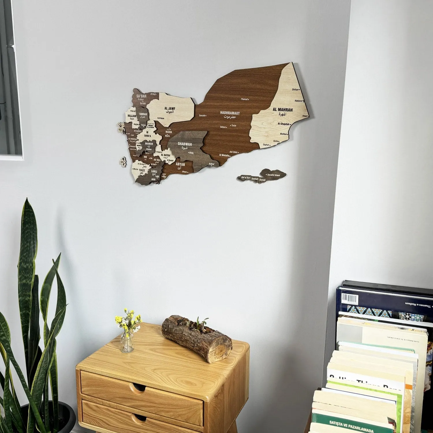 Map of Yemen Country Wood Art Wall Decor - 3D Wood Maps