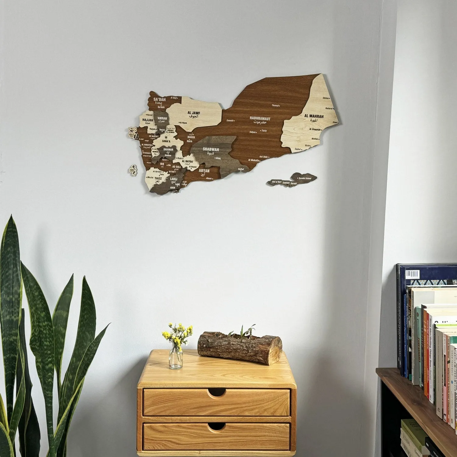 Map of Yemen Country Wood Art Wall Decor - 3D Wood Maps