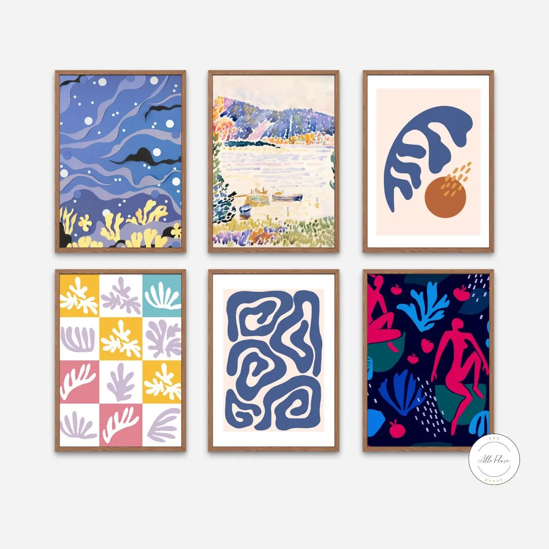 Matisse Gallery Set Of 6 INSTANT DOWNLOAD Art Prints, Blue Aesthetic, Exhibition Wall Art, Flower Decor Prints, Matisse Wall Art, Botanical Boho Room Decor