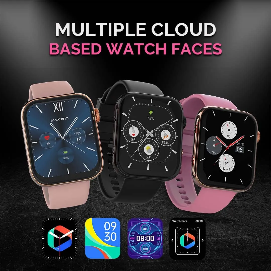 Maxima Typhoon Smart Watch 1.9" Ultra HD Display,600 Nits, Bluetooth Calling, AI Voice Assistant, Advanced Chipset,100  Sports Mode, AI Health Monitoring, Metallic Design (Rose Gold Pink)