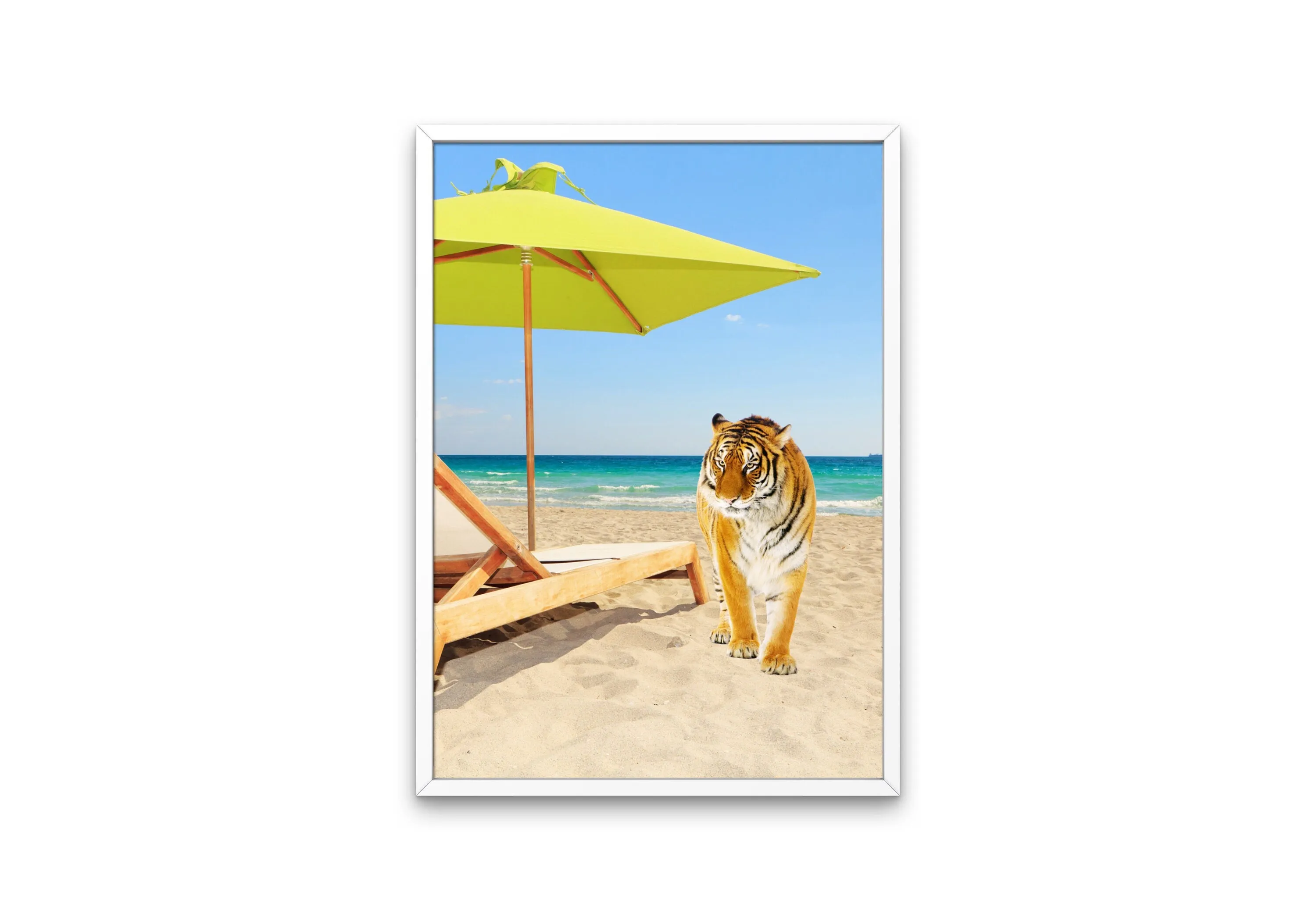 Miami Beach Tiger Wall Art INSTANT DOWNLOAD Art Print, Turquoise Beach Print, Coastal Decor, Miami Beach Poster, Tiger Lover Gift