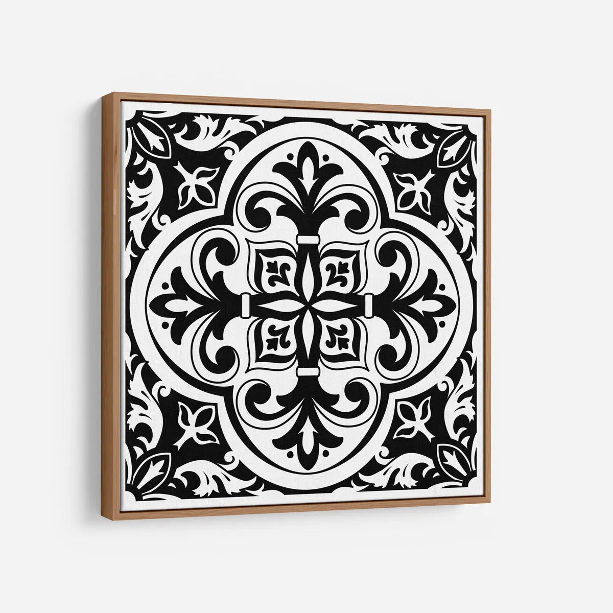 Modern Black and White Tile Kitchen Wall art - Modern Farmhouse Wooden Framed Canvas