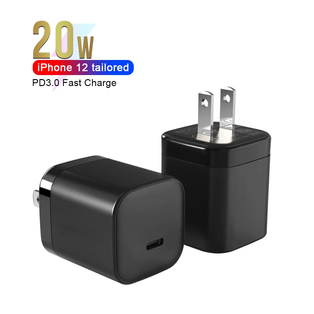 Nano iPhone Charger, 20W PD3.0 Durable Compact Fast Charger,  USB-C Charger for iPhone 12/12 Mini/12 Pro/12 Pro Max, Galaxy, Pixel 4/3, iPad Pro, AirPods Pro, and More