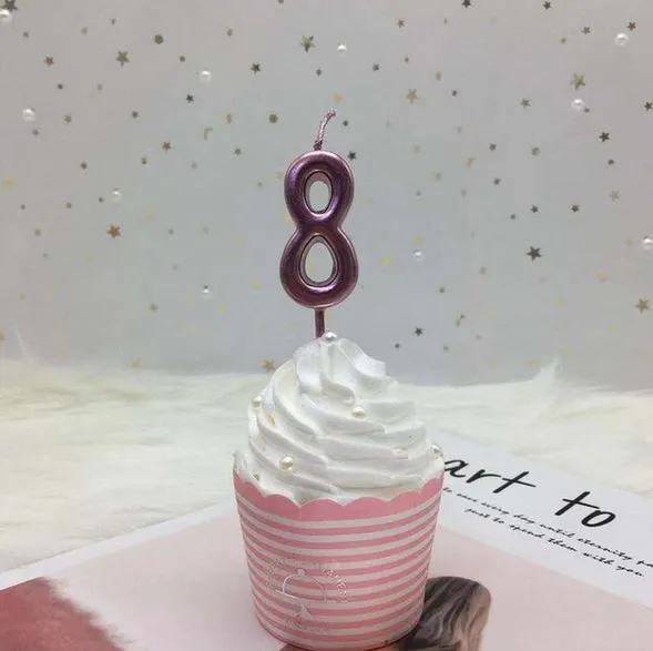 Numeric Candle Topper Rose Pink