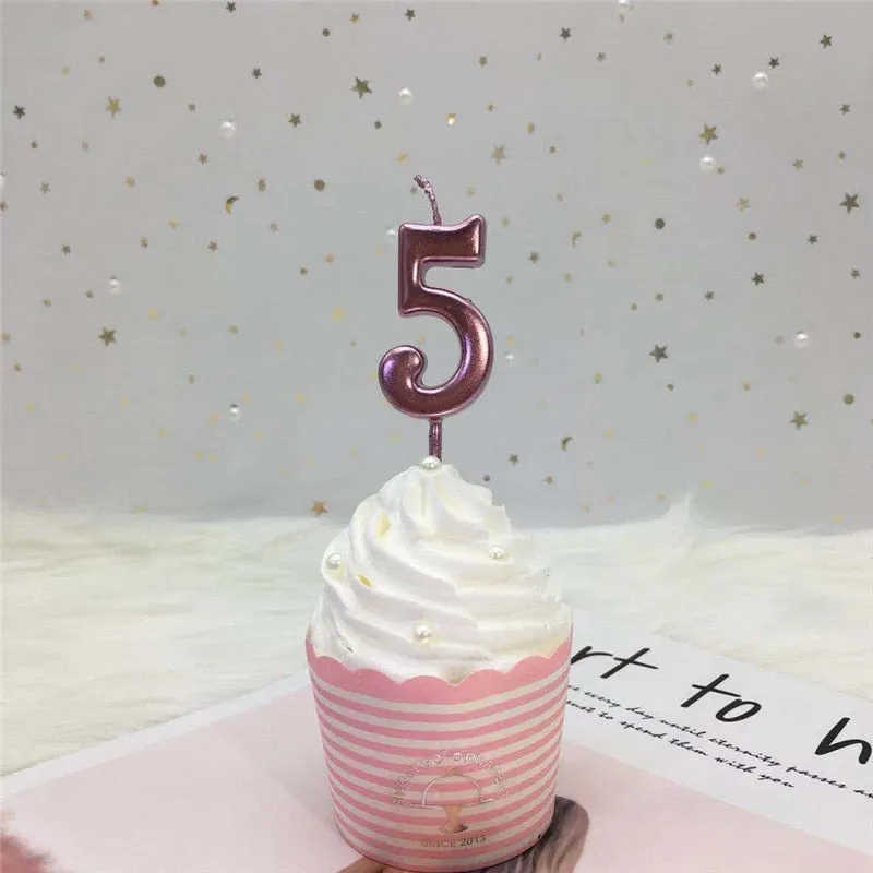 Numeric Candle Topper Rose Pink