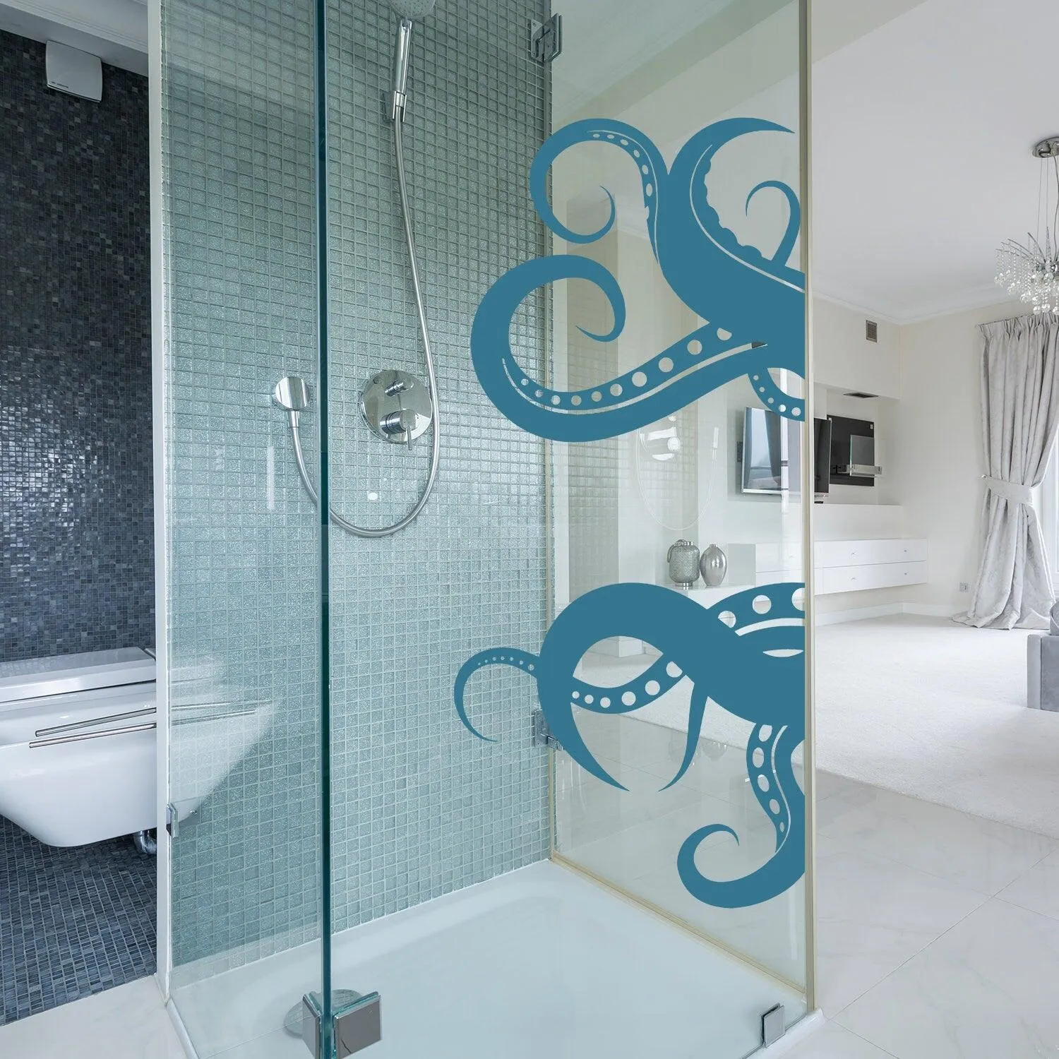 Octopus Tentacles Vinyl Wall Art Sticker - Bathroom Ocean Sea Creature Decor Die Cut Decal