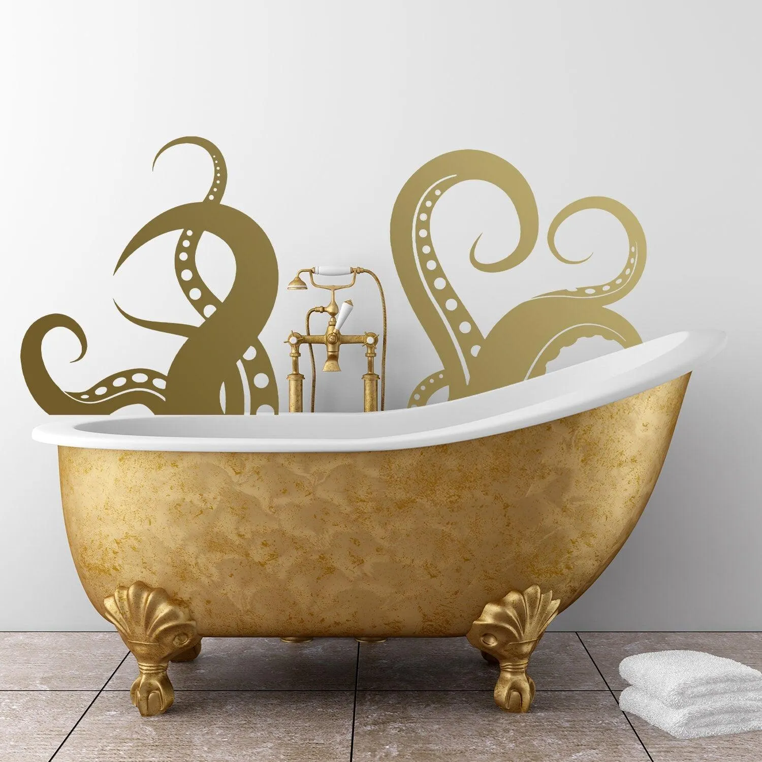 Octopus Tentacles Vinyl Wall Art Sticker - Bathroom Ocean Sea Creature Decor Die Cut Decal