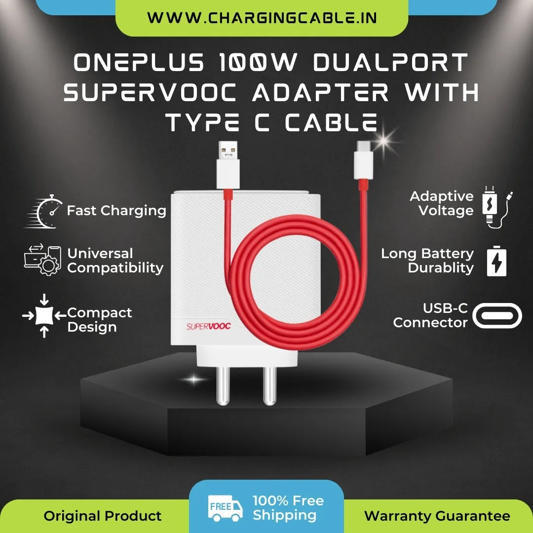 Oneplus 100W SuperVooc DualPort Charger (Adapter With Cable)