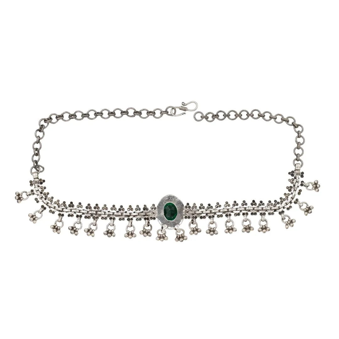 Opulent Elegance: Sangeeta Boochra Silver Necklace with Emeralds