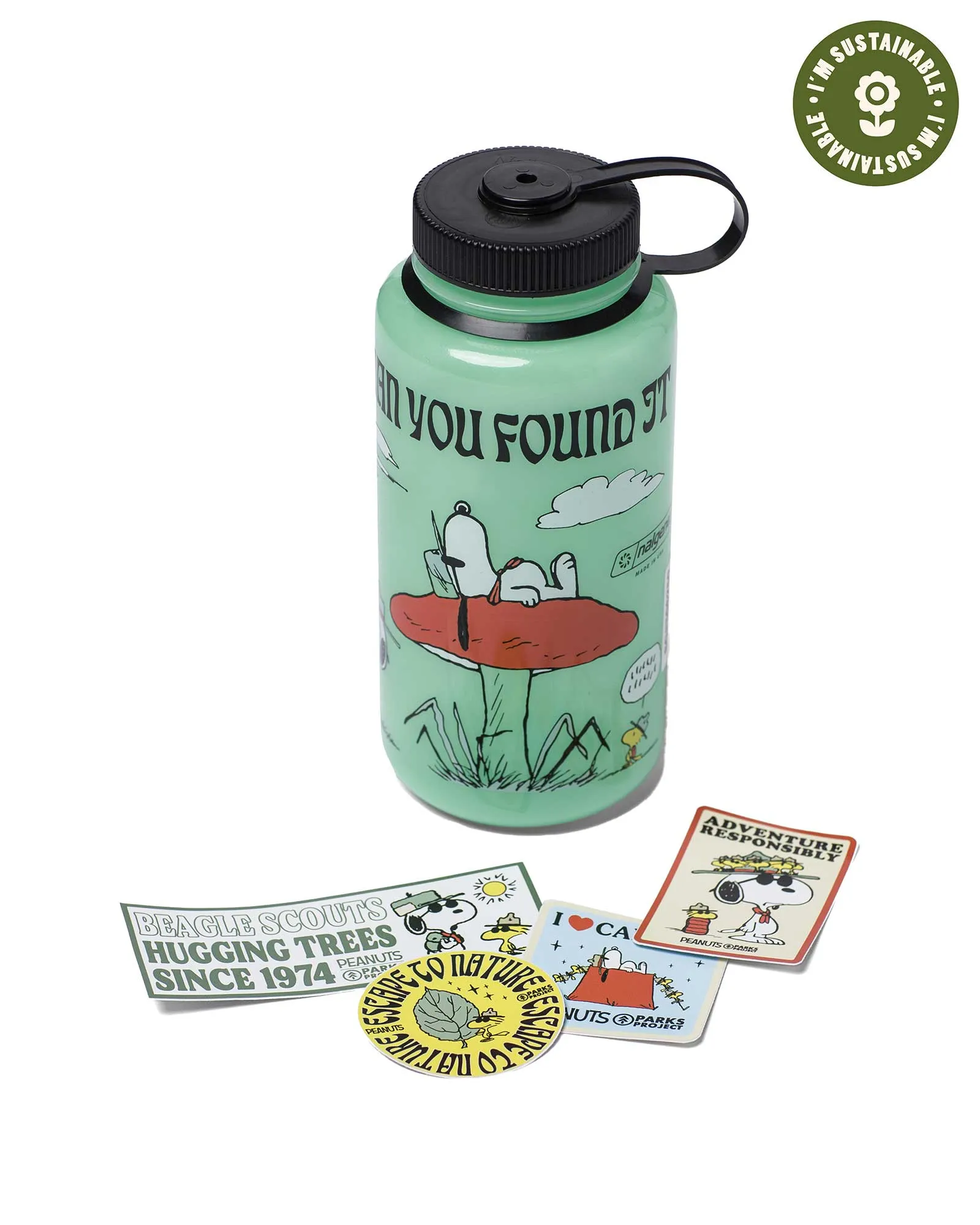 Peanuts x Parks Project Recycled Water Bottle and Sticker Pack