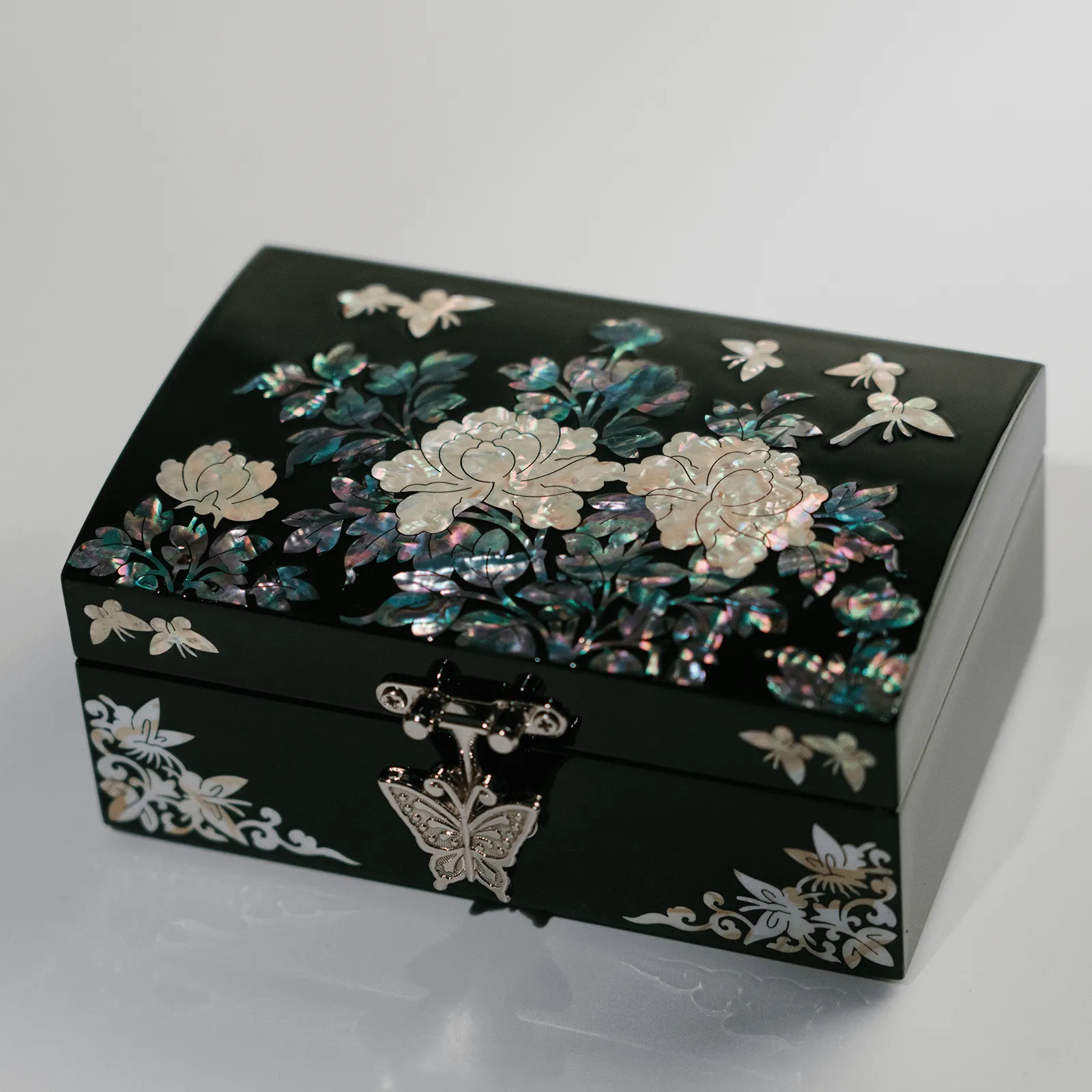 Peony Small Jewelry Box - Black