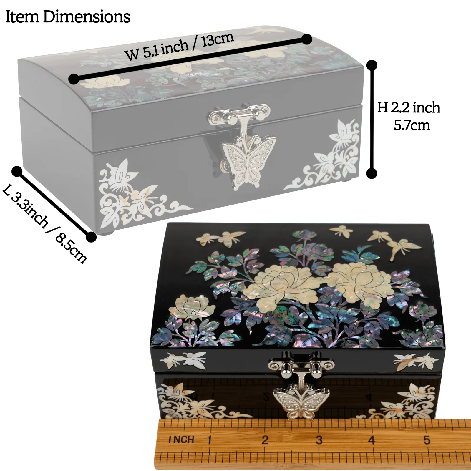 Peony Small Jewelry Box - Black