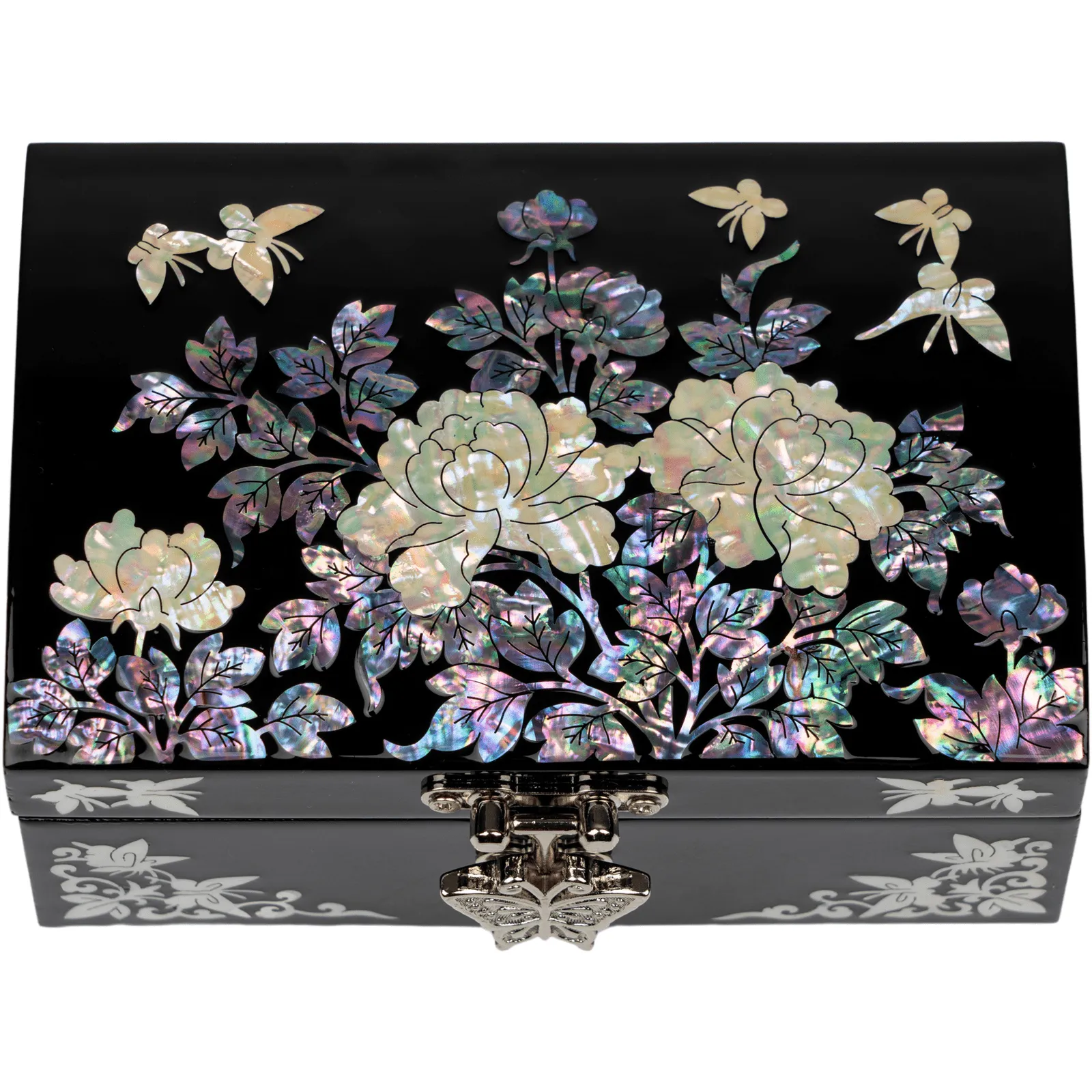 Peony Small Jewelry Box - Black