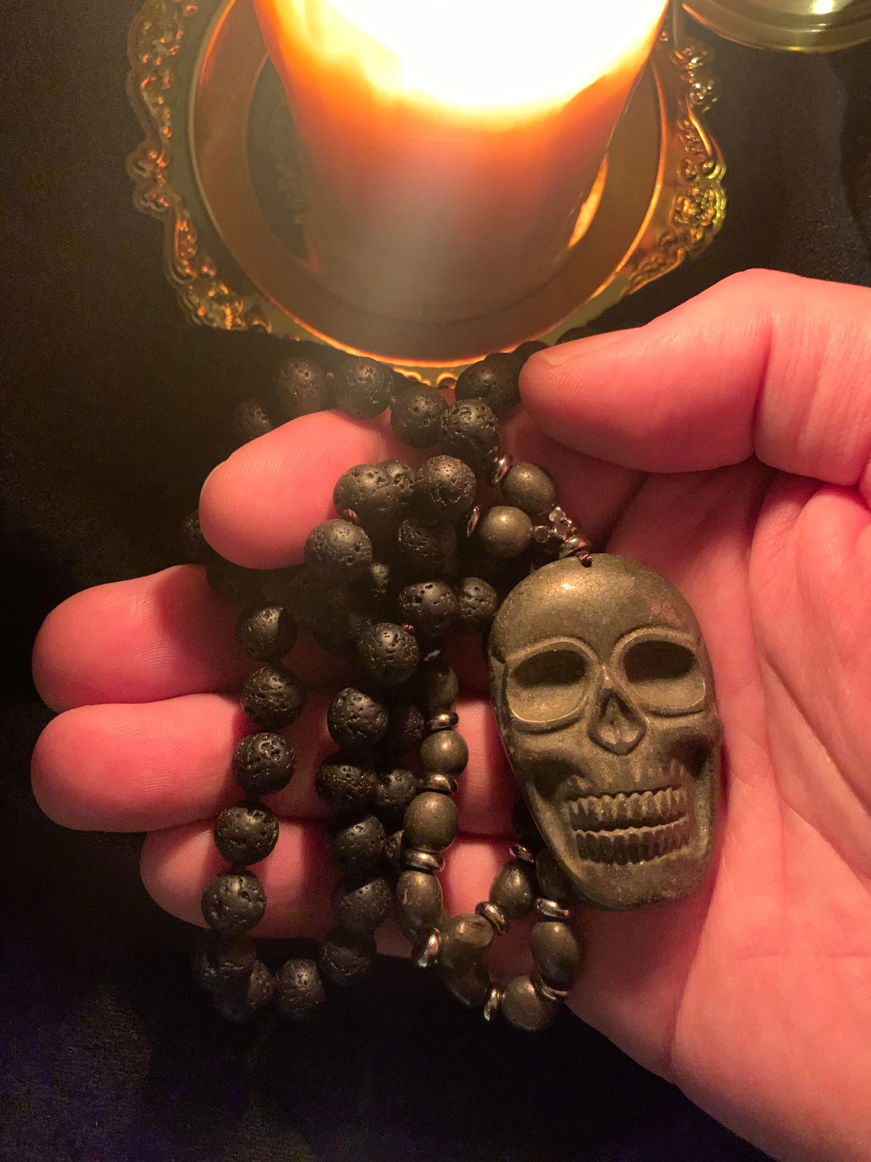 Pyrite Skull Talismanic Mala