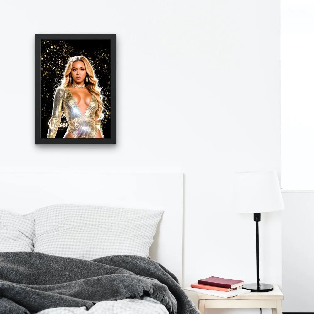 Queen B Beyonce Poster INSTANT DOWNLOAD Art Print, Hypebeast Poster, Pop Culture Wall Art, Hip Hop Lifestyle, Glam Decor, Black & Gold Print, Bey Hive