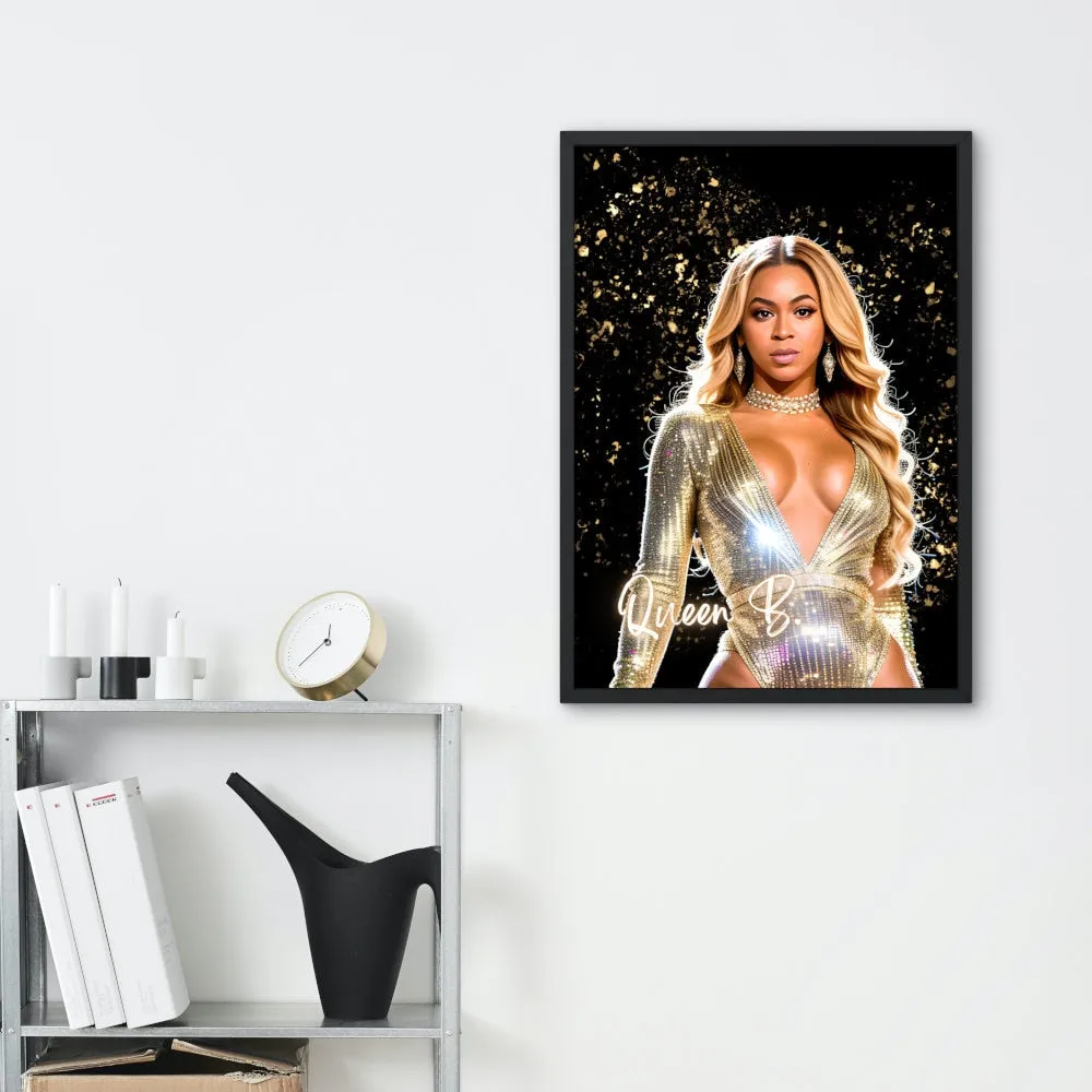 Queen B Beyonce Poster INSTANT DOWNLOAD Art Print, Hypebeast Poster, Pop Culture Wall Art, Hip Hop Lifestyle, Glam Decor, Black & Gold Print, Bey Hive