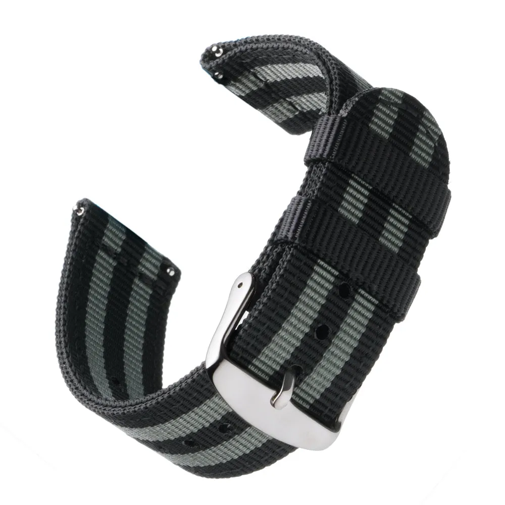 Quick Release Nylon Watch Band - Black and Gray (James Bond)