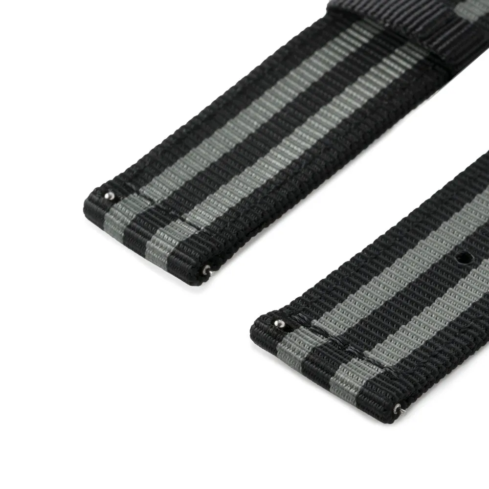 Quick Release Nylon Watch Band - Black and Gray (James Bond)