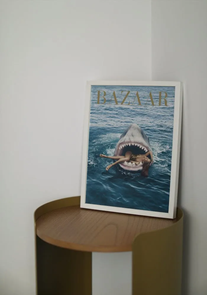 Rihanna Bazaar Cover Poster PRINTABLE WALL ART, Magazine Cover, Rihanna Poster, Fashion Print, Coastal Decor, Shark Wall Art, Rihanna Art Print