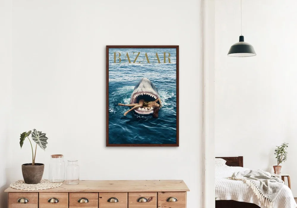 Rihanna Bazaar Cover Poster PRINTABLE WALL ART, Magazine Cover, Rihanna Poster, Fashion Print, Coastal Decor, Shark Wall Art, Rihanna Art Print