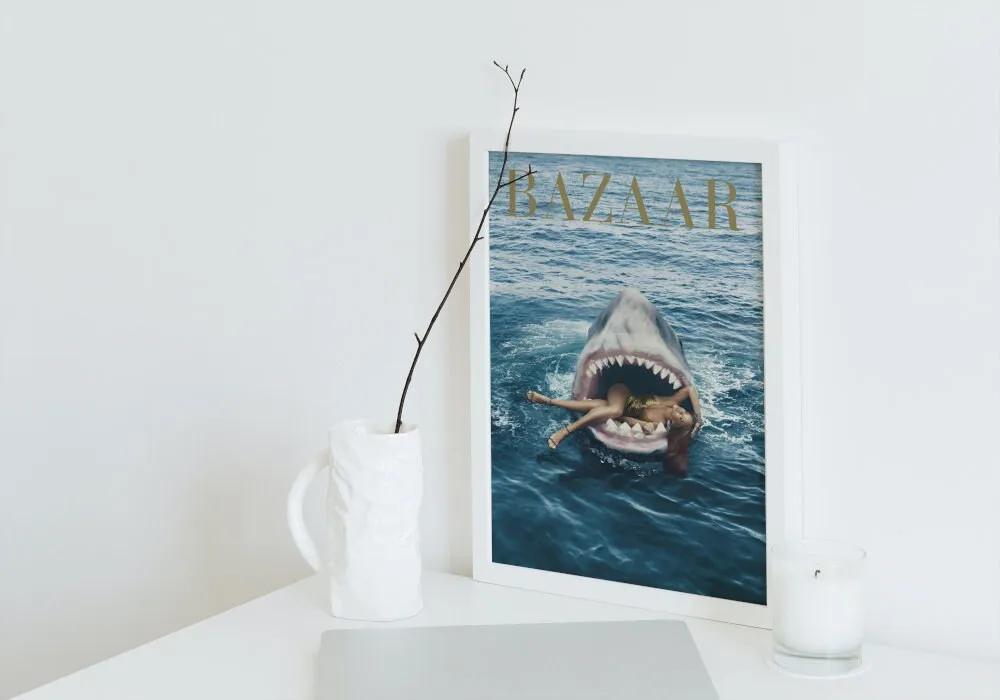 Rihanna Bazaar Cover Poster PRINTABLE WALL ART, Magazine Cover, Rihanna Poster, Fashion Print, Coastal Decor, Shark Wall Art, Rihanna Art Print