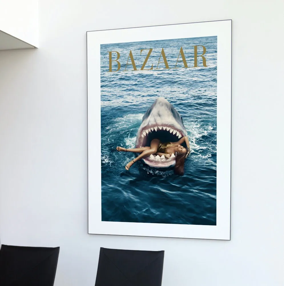 Rihanna Bazaar Cover Poster PRINTABLE WALL ART, Magazine Cover, Rihanna Poster, Fashion Print, Coastal Decor, Shark Wall Art, Rihanna Art Print