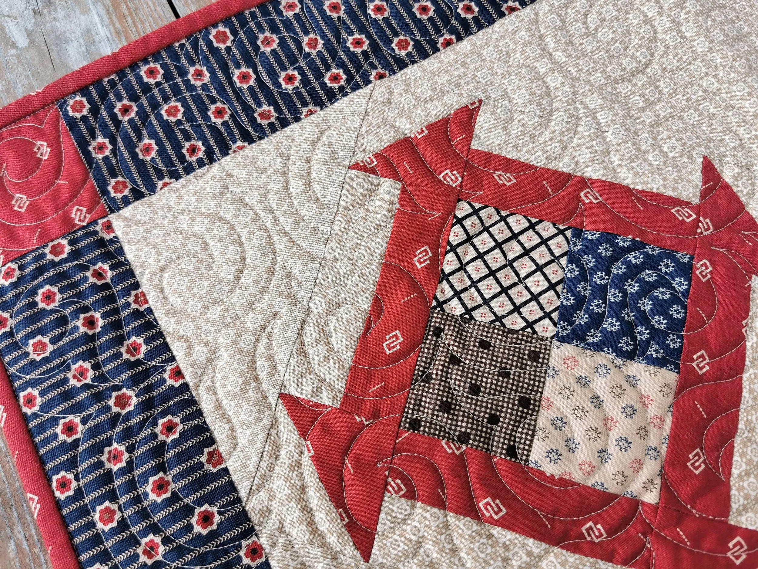 Rustic Wall Quilt or Table Topper in Civil War Fabrics