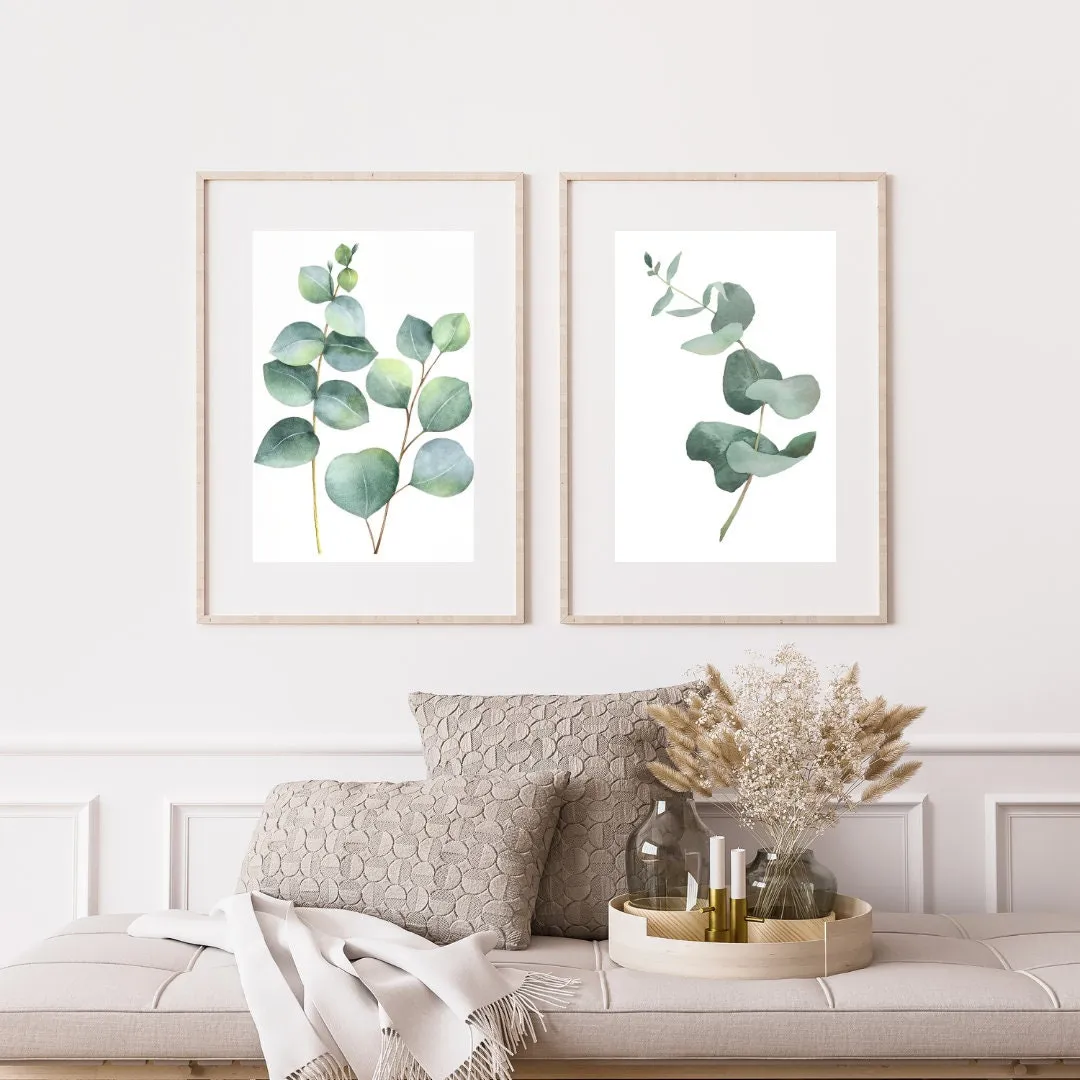 Sage Green Eucalyptus Wall Art Set Of 3 PRINTABLE ART, Botanical Wall Art, Boho Room Decor, Sage Green Wall Prints