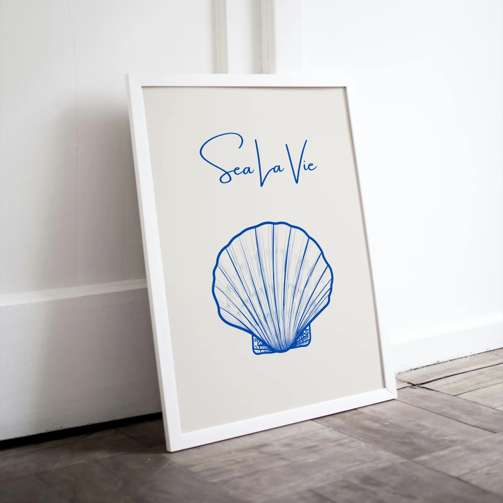 Sea La Vie Seashells Wall Art INSTANT DOWNLOAD Art Print, Blue Beige Aesthetics, Classy Poster, Sea Shell Wall Art, Modern Coastal Decor