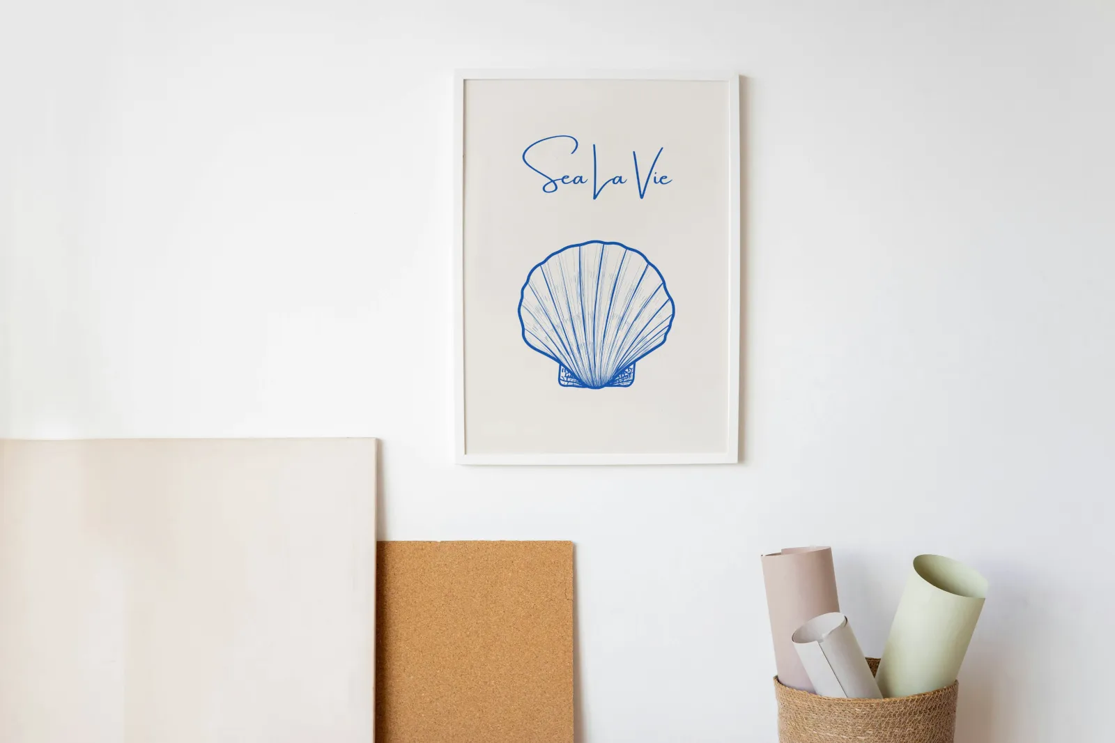 Sea La Vie Seashells Wall Art INSTANT DOWNLOAD Art Print, Blue Beige Aesthetics, Classy Poster, Sea Shell Wall Art, Modern Coastal Decor