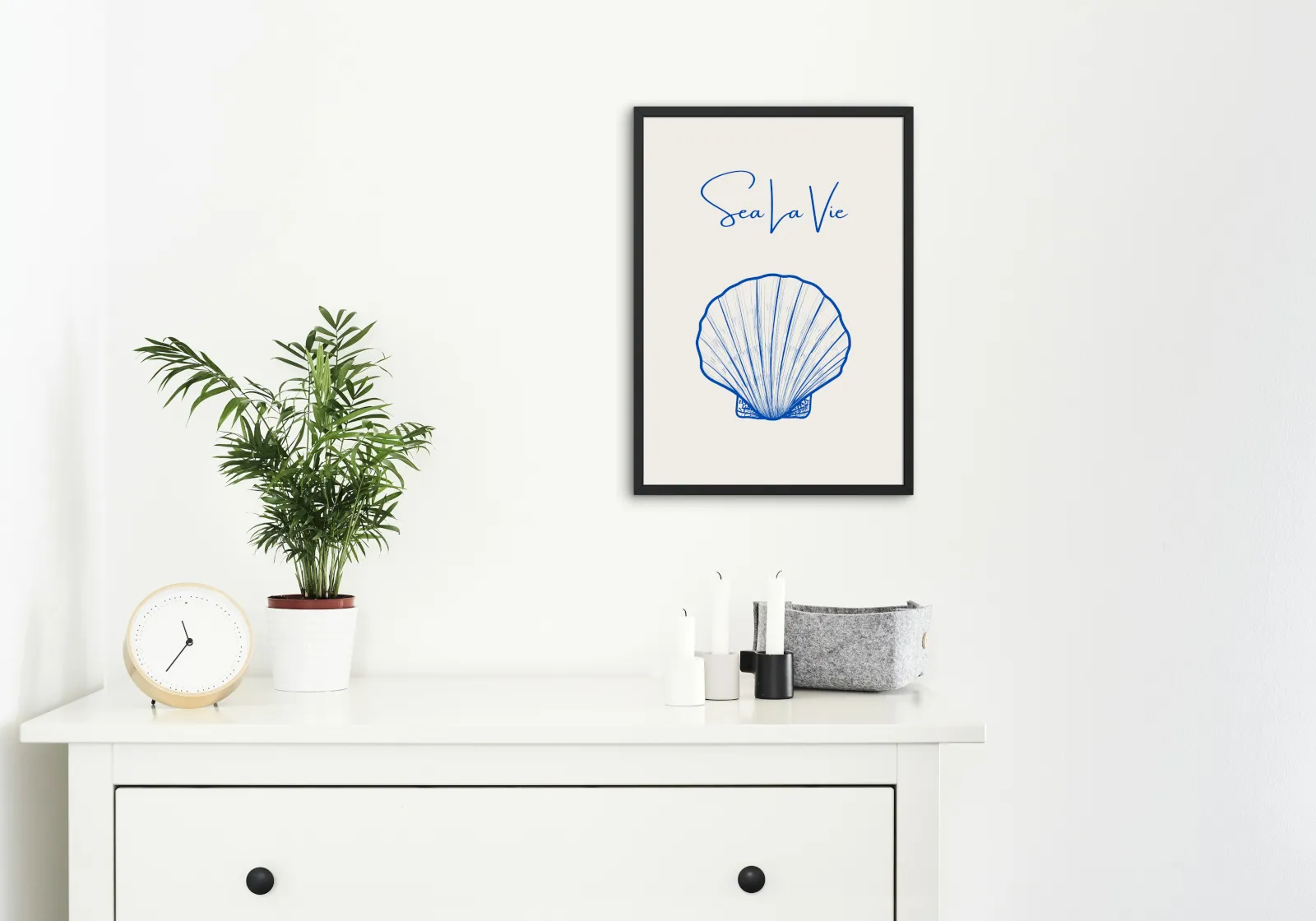 Sea La Vie Seashells Wall Art INSTANT DOWNLOAD Art Print, Blue Beige Aesthetics, Classy Poster, Sea Shell Wall Art, Modern Coastal Decor