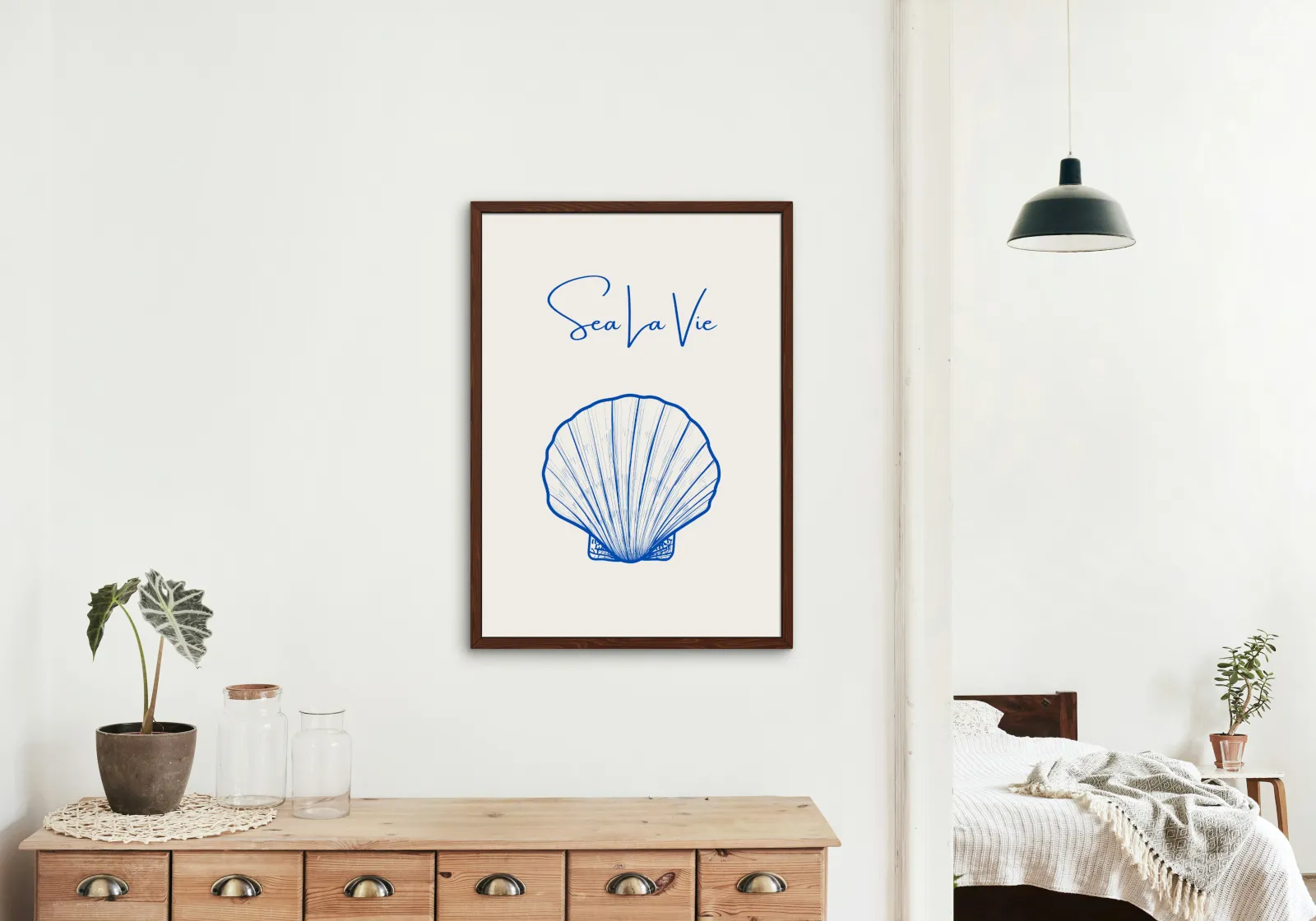 Sea La Vie Seashells Wall Art INSTANT DOWNLOAD Art Print, Blue Beige Aesthetics, Classy Poster, Sea Shell Wall Art, Modern Coastal Decor