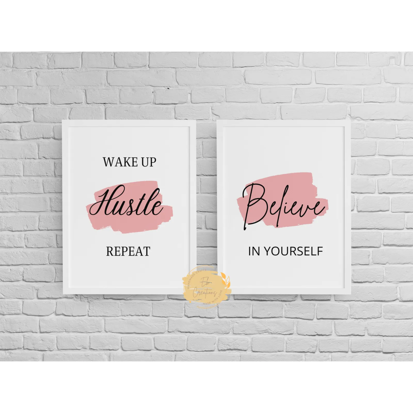 Sleep Hustle Repeat & Believe In Yourself | Wall Art | Wall Decor | Motivational Quotes