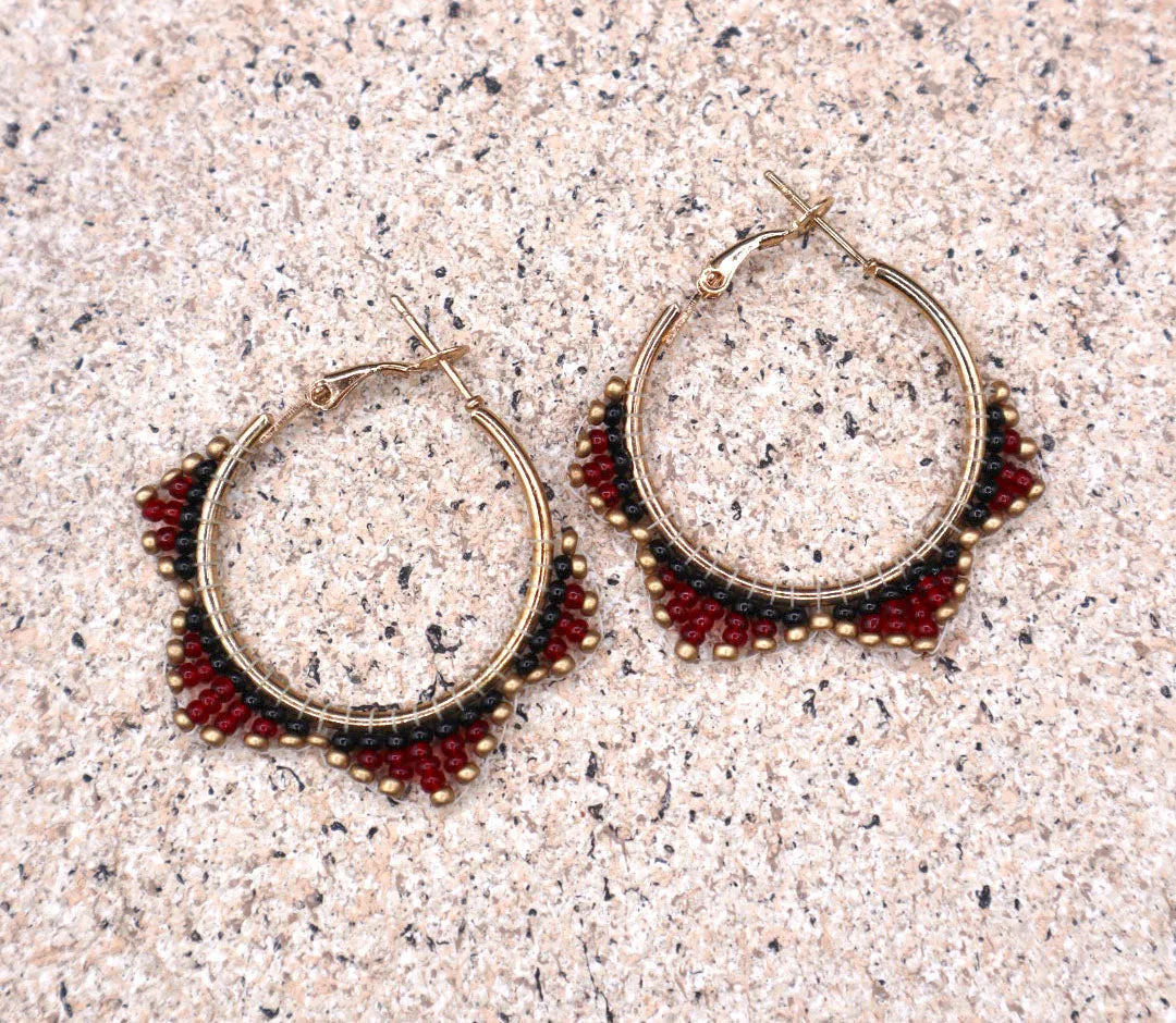 Small Beaded Hoop Earrings by Gracie Osborn