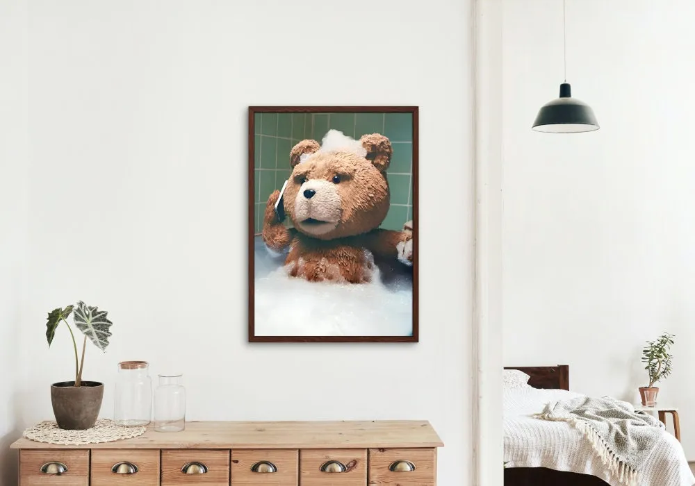 Teddy Bear In Bathtub Poster PRINTABLE ART,, Alternative Wall Art, Hypebeast Bear Poster, Avant Garde Decor, Funny Wall Art