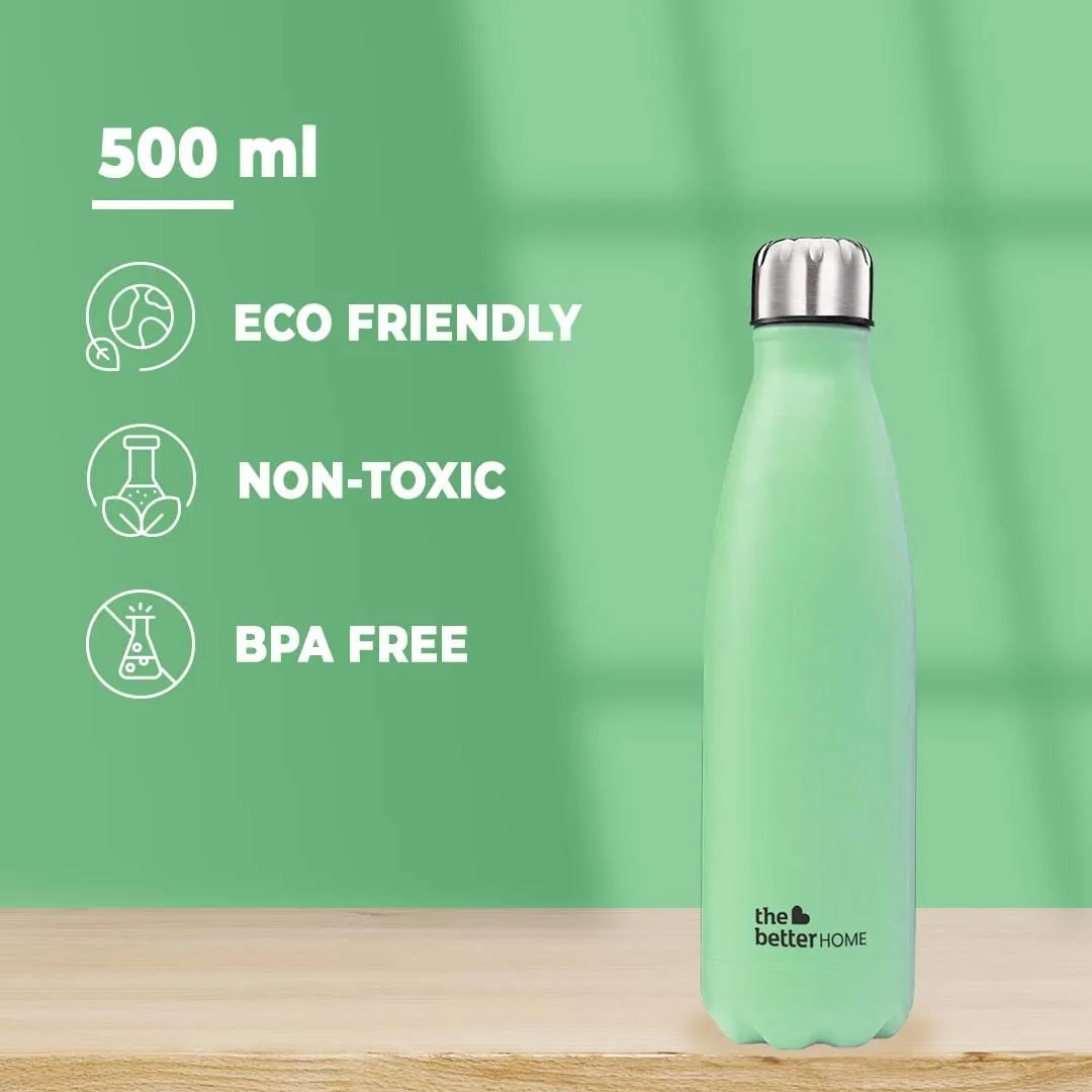 The Better Home Stainless Steel Insulated Water Bottle | Thermos Flask | Hot and Cold Steel Water Bottle 500ml (Pack of 1, Green)