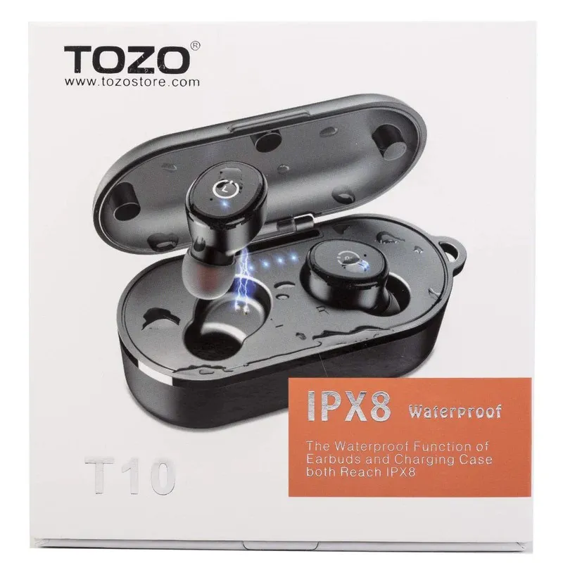 TOZO T10 Bluetooth 5.0 Wireless Earbuds with Wireless Charging Case IPX8