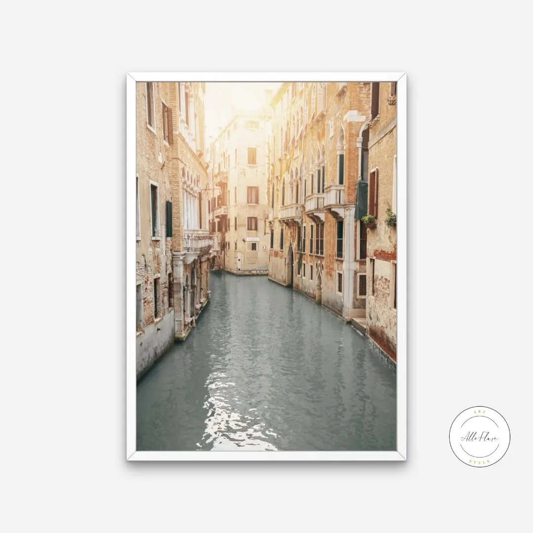 Venice Poster PRINTABLE WALL ART, Venice Wall Art, Retro Travel Poster, Beige Wall Art, Italy Travel Poster, Coastal Wall Decor, Venice Canal