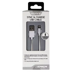 Vibrant (VB-SYLCWH) 3Ft Sync & Charge Cable for iPhones  - White