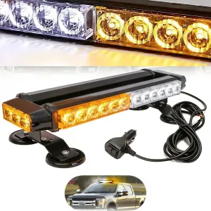 VMAXElite™ Rooftop Strobe Light Bar: LED Amber/White,Magnetic Flashing Warning Hazard, Traffic Advisor