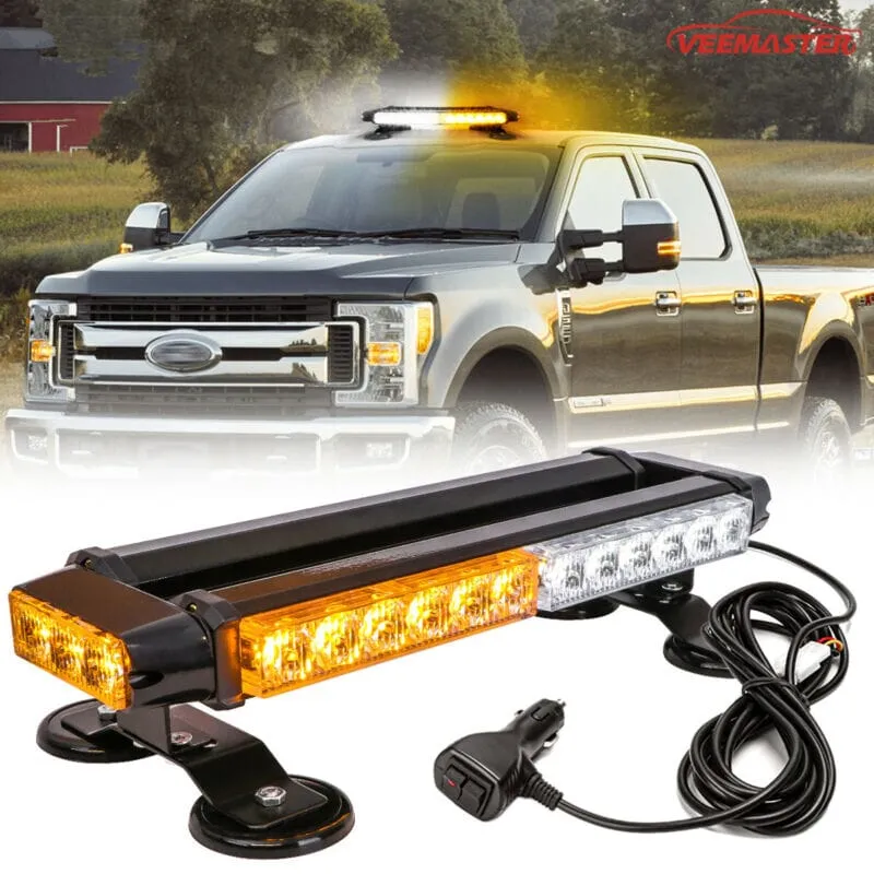 VMAXElite™ Rooftop Strobe Light Bar: LED Amber/White,Magnetic Flashing Warning Hazard, Traffic Advisor