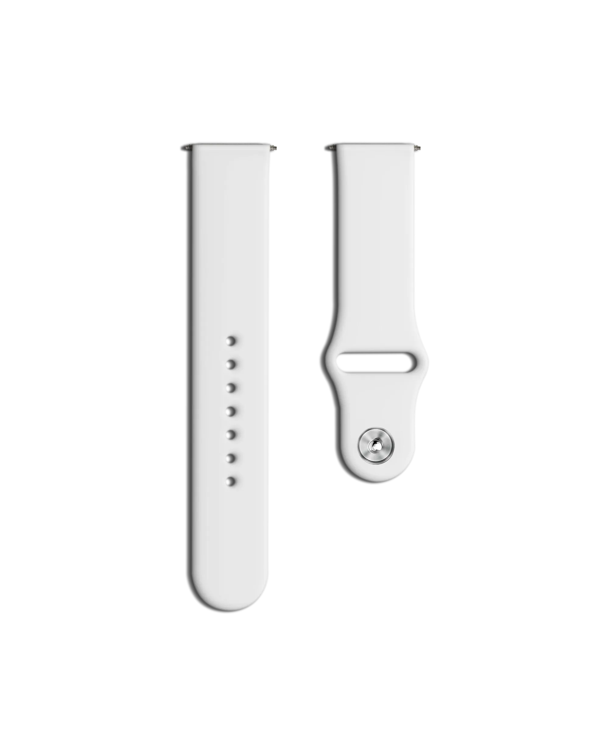 White Silicone Click WatchBand for Samsung/OnePlus/Fitbit Smartwatches (20mm)