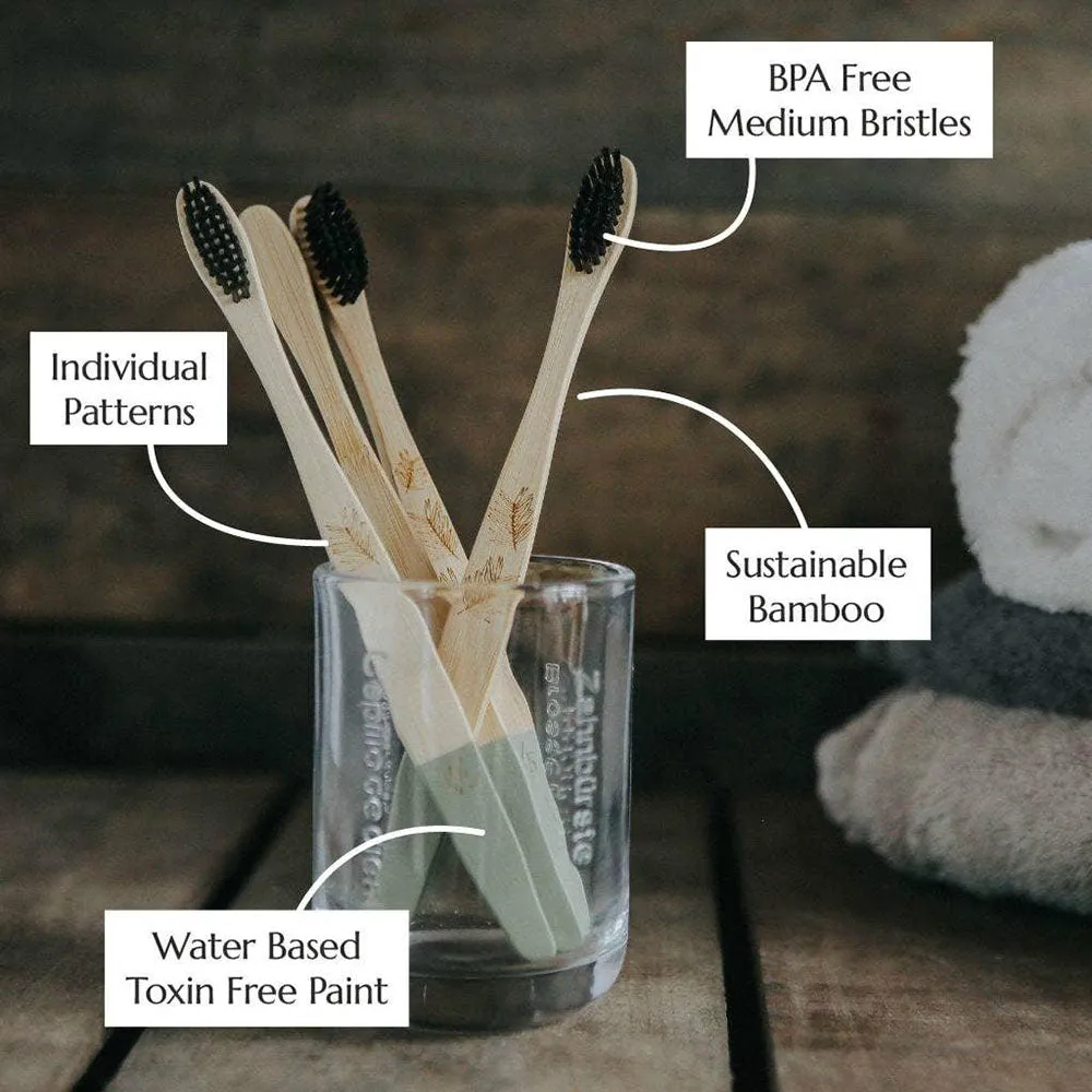 Wild & Stone Adult Bamboo Toothbrush - Medium Bristles - 4 Pack