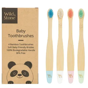 Wild & Stone Baby Bamboo Toothbrush - Extra Soft Bristles - 4 Pack